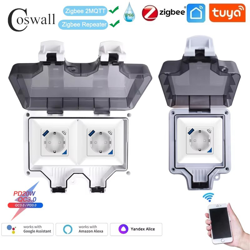 Dual Monitor Stand - Coswall 방수 EU 소켓, 투야 와이파이