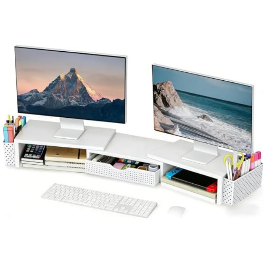 Dual Monitor Stand - 금속 책상 정리함 및 액세서리, 서랍과