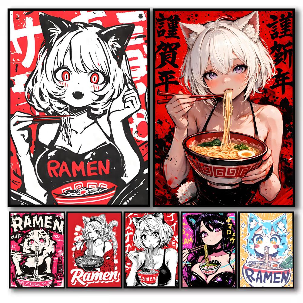 애니메이션 고양이 소녀 그림 캔버스 포스터 아트, 주름 - Esports And Gaming Lounge 리뷰 및 가격