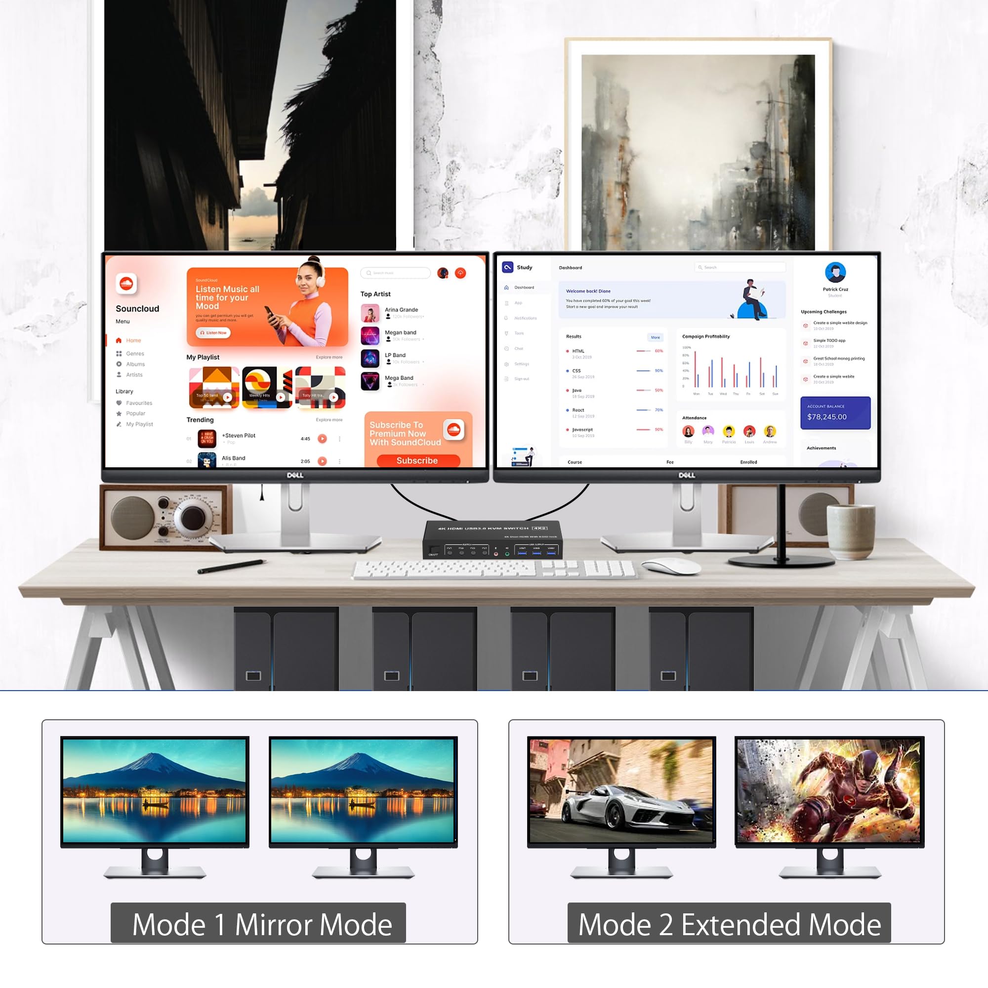4K USB 3.0 KVM 스위치 HDMI 듀얼 모니터 - Dual Monitor Stand 리뷰 및 가격